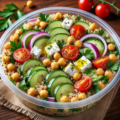 Tupper Casero Ensalada Mediterránea de Quinoa y Garbanzos