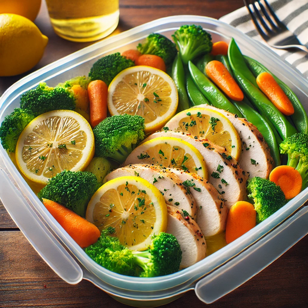 Tupper Casero Pollo al Limón con Vegetales al Vapor